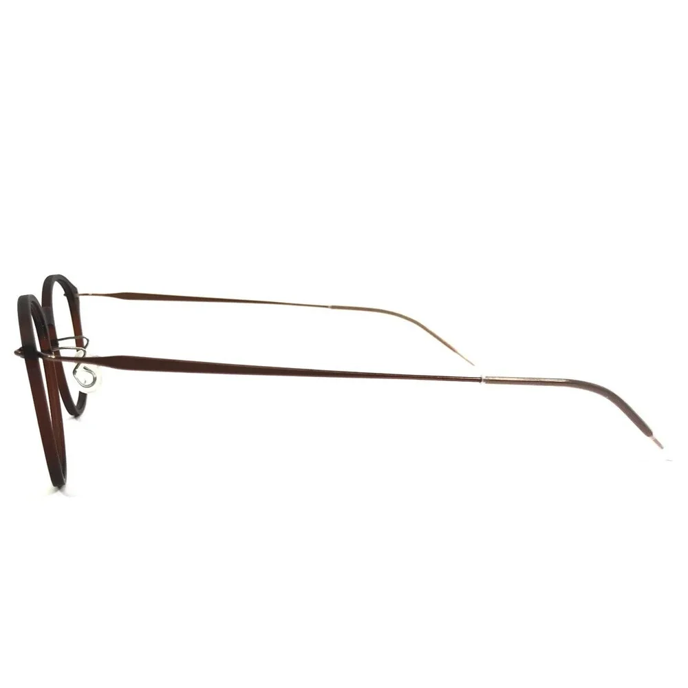 Lindberg Eyeglasses Frames 6506 C02M T803 COL. PU12 Clear Brown Round 46-19-150